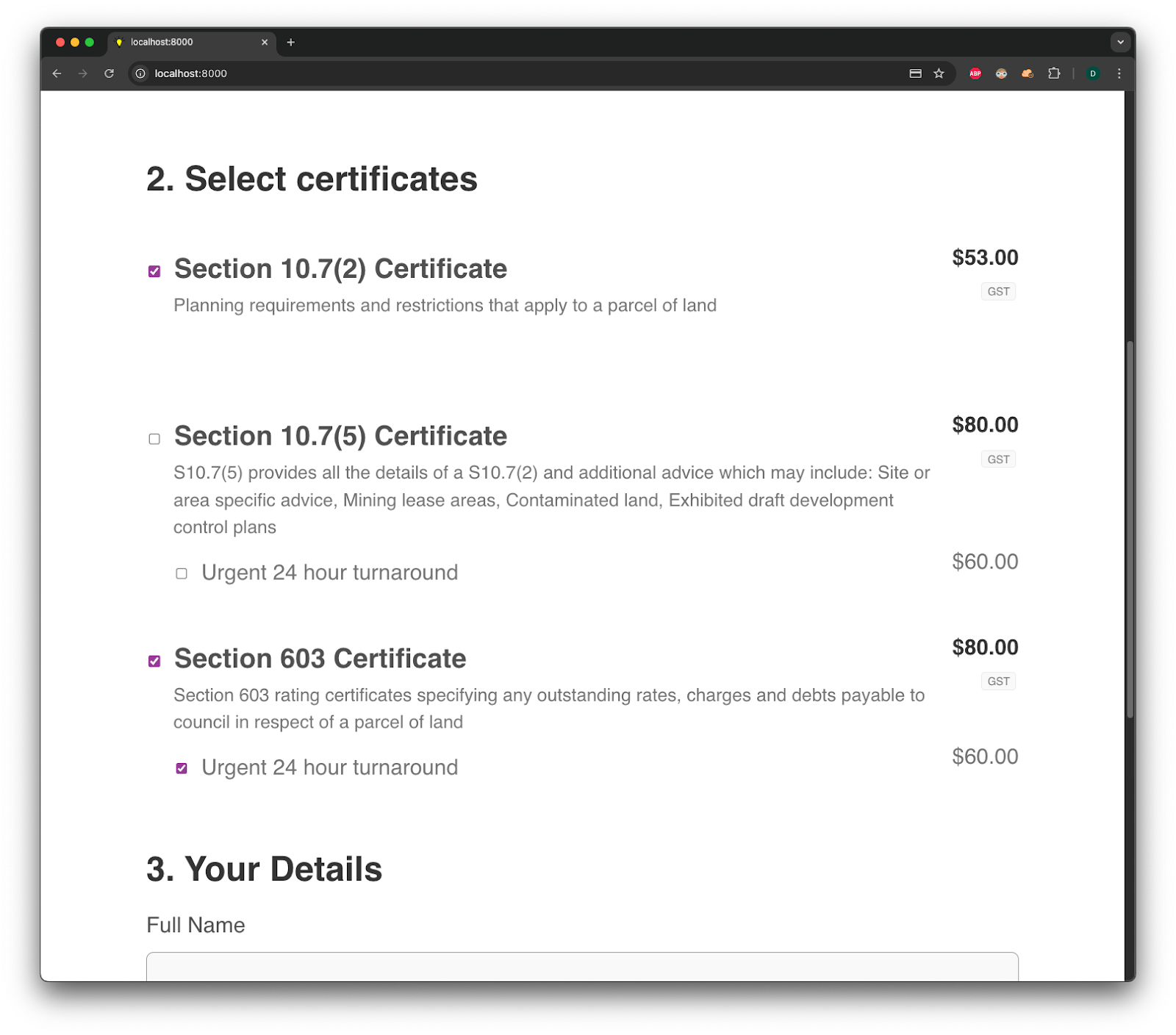 Model Setup Certificate Contains